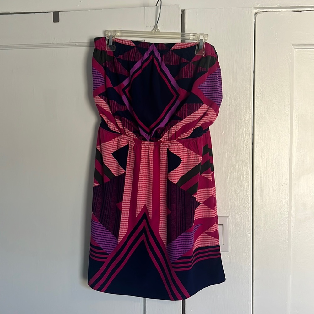 Strapless Geometric Print Mini Dress